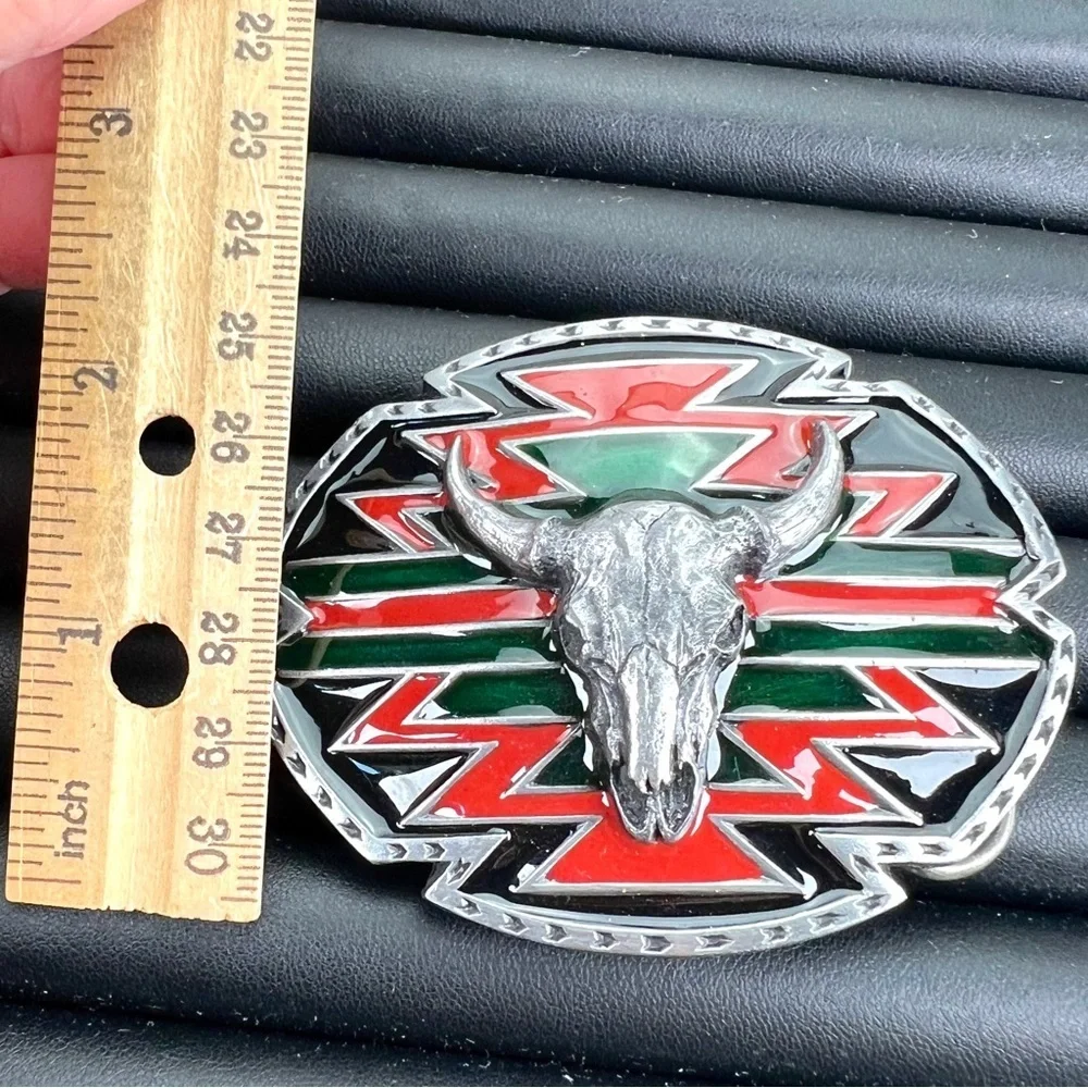 Vintage Siskiyou Skull Belt Buckle Steer Western Native American Style Cowboy